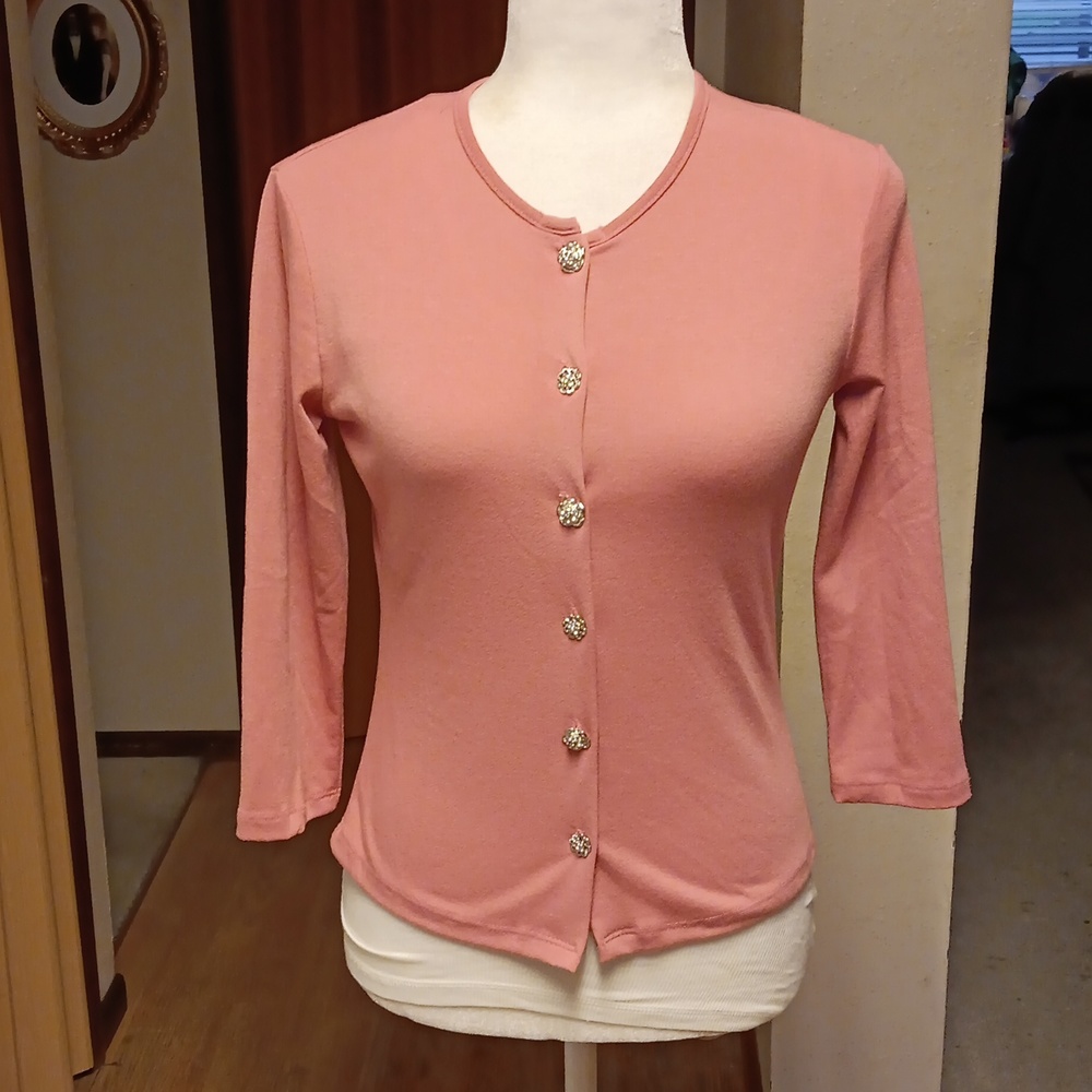PINK BUTTON UP TOP